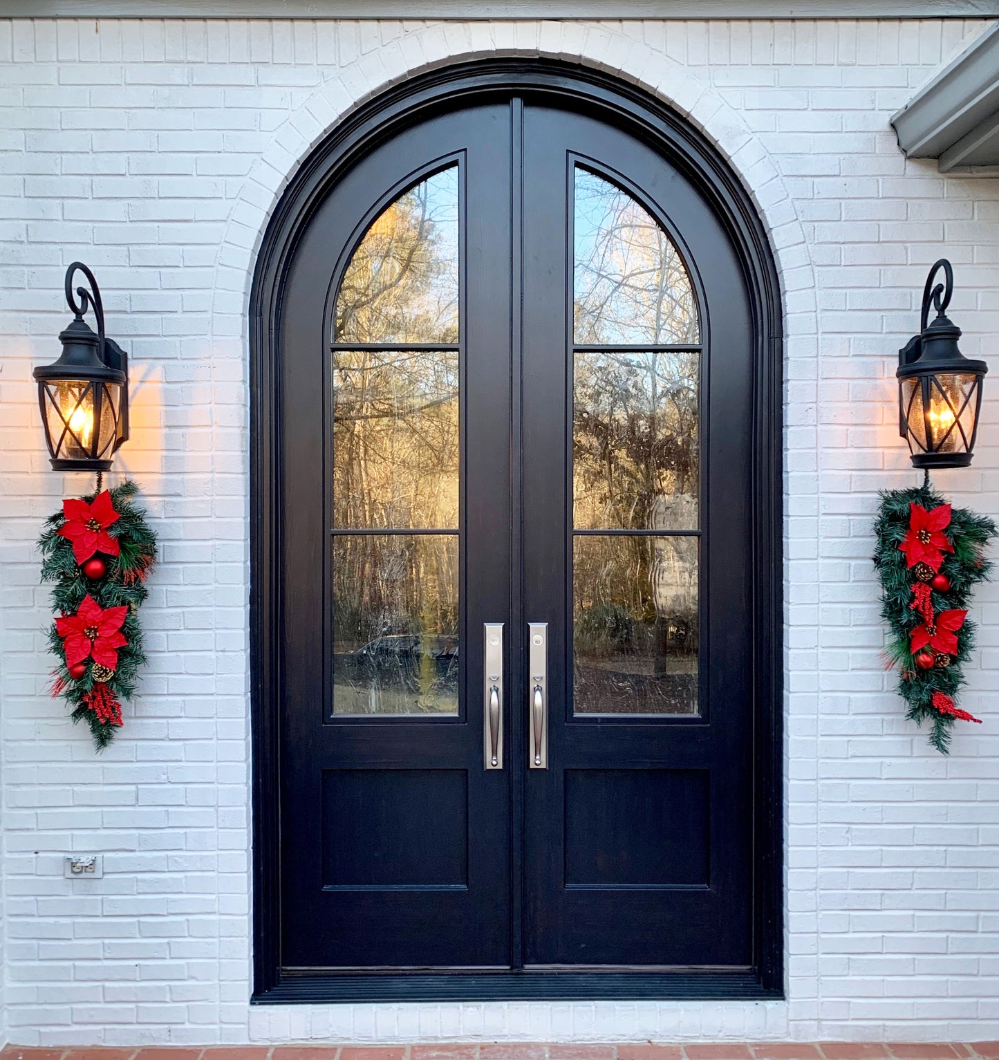 Modern French Arched 3 Lite Double Doors