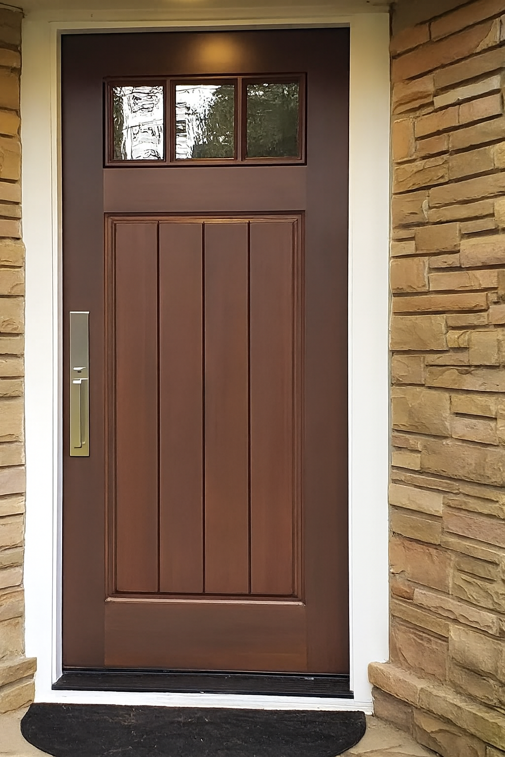 Craftsman Planked 3 Lite Solid Single Door