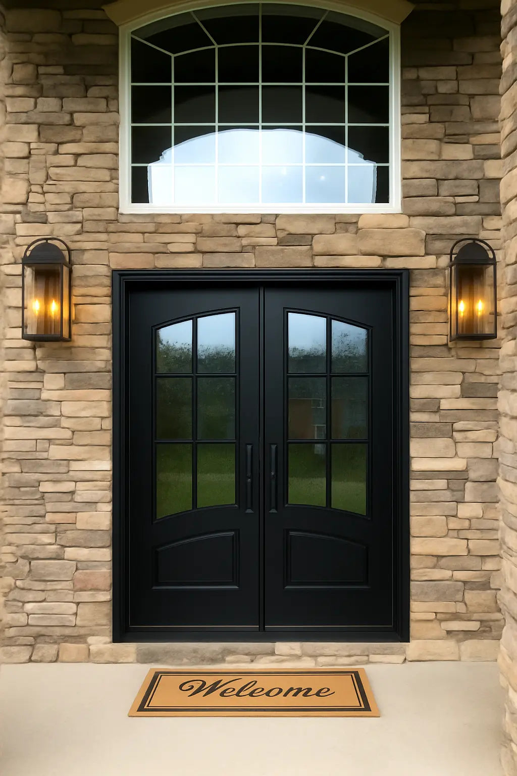 Classic French 6 Lite Eyebrow Glass Double Doors