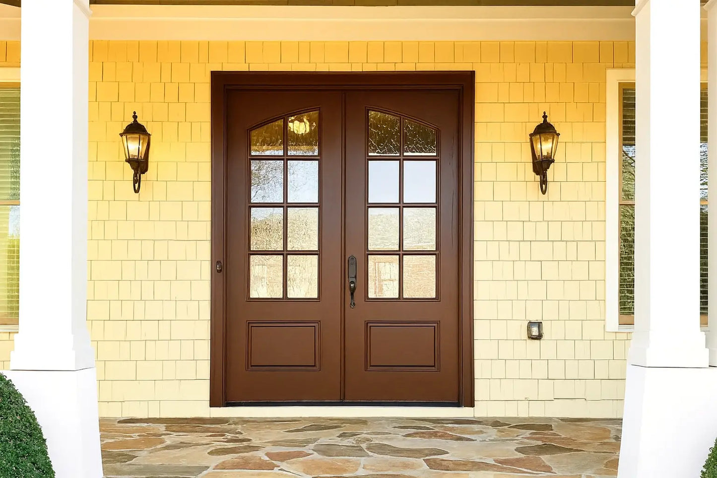 Classic French 8 Lite Eyebrow Glass Double Doors