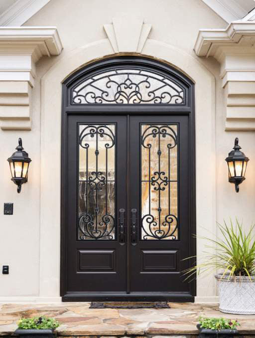 Wrought Iron Double Front Entry Doors Double Iron Doors – Custom