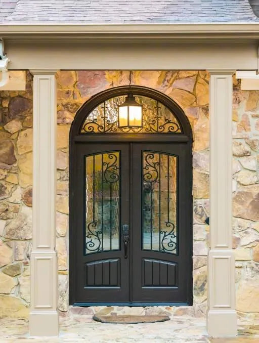 Iron Style Orleans Double Doors with Planked Panels