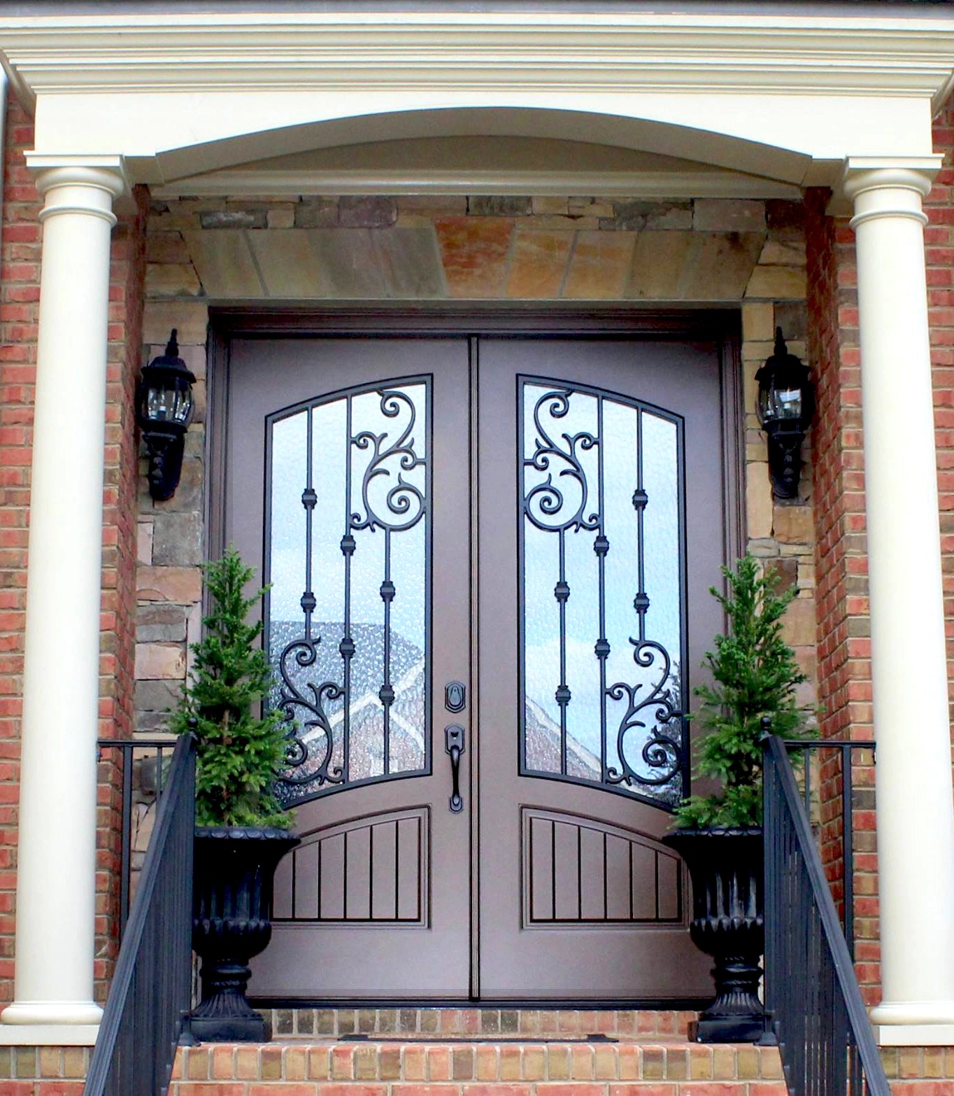 Iron Style Orleans Double Doors with Planked Panels