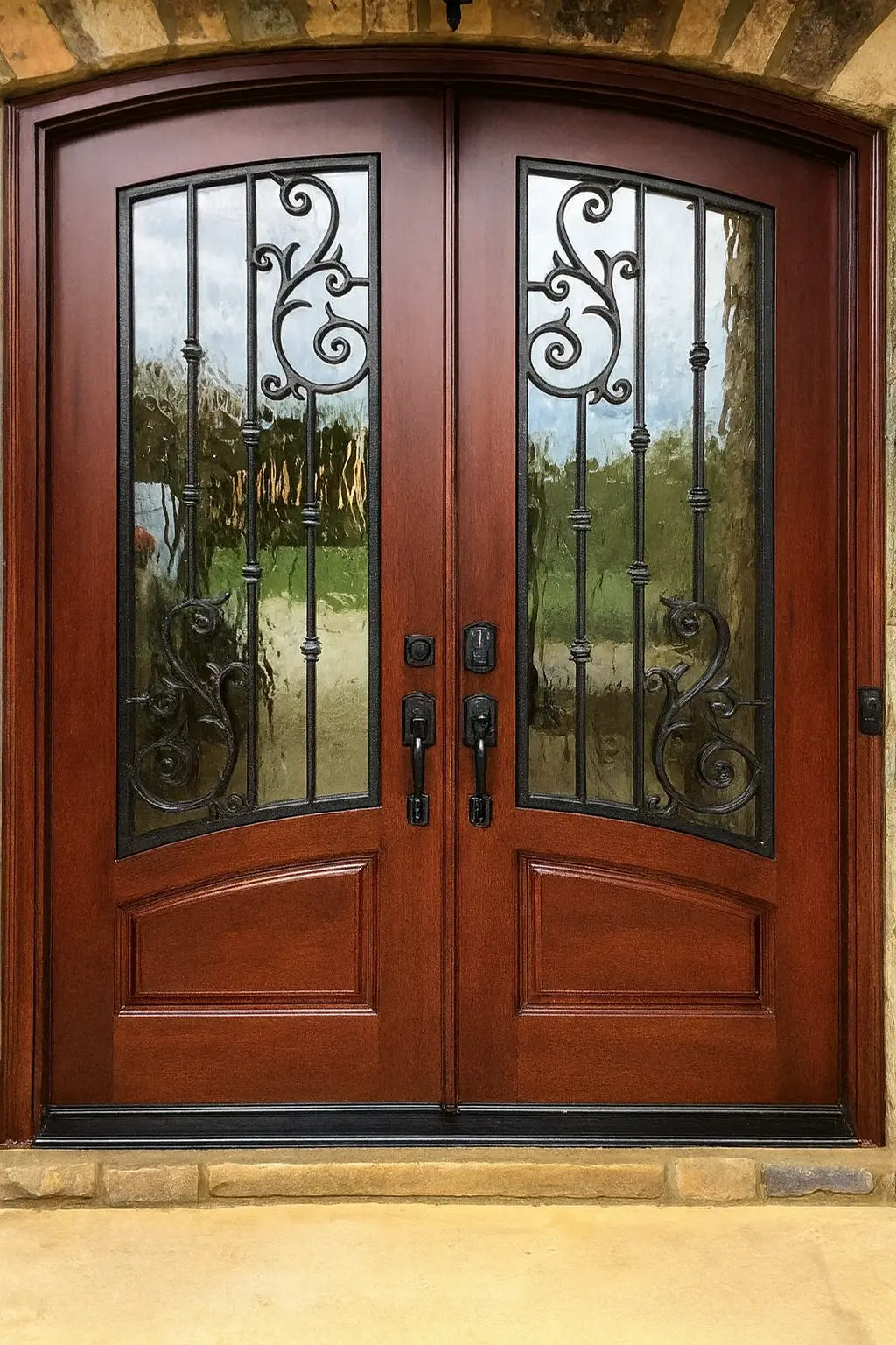 Iron Style Orleans Segmented Radius Double Doors – Masterpiece Doors
