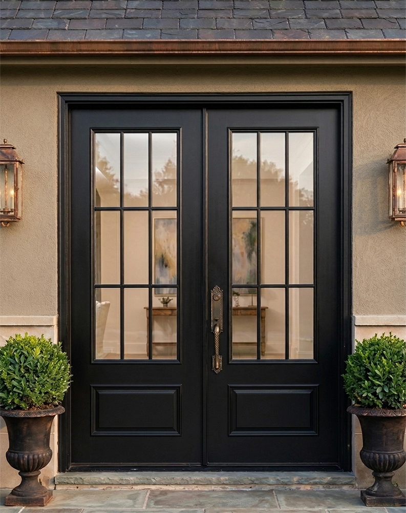 【中古】 Door　of　dream Custom Modern French Farmhouse 9 Lite Double Doors – Masterpiece Doors