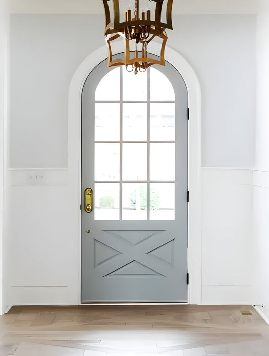 Modern French Farmhouse 12 Lite True Round with Cross Buck Panel Single Door