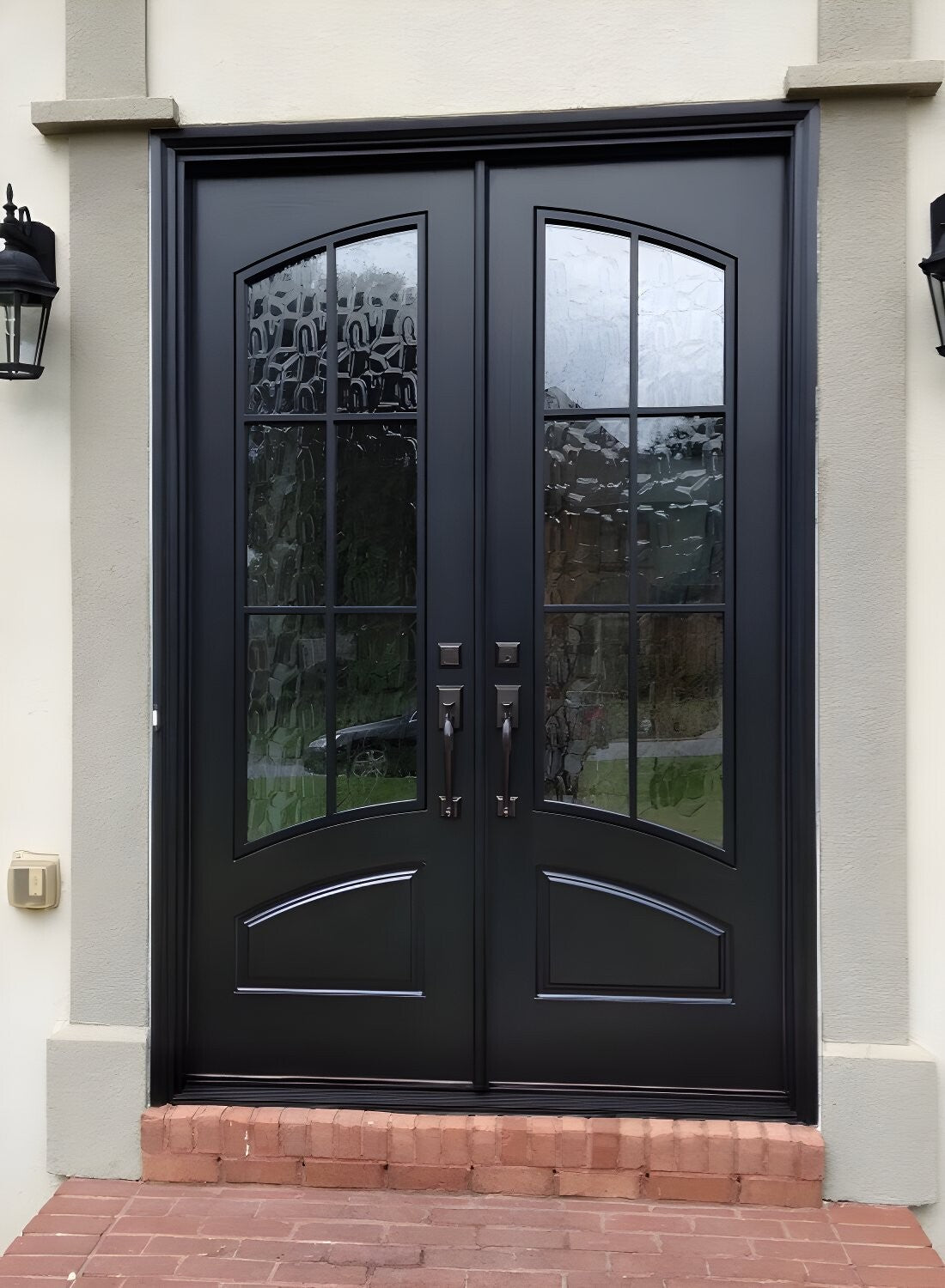 Modern French Farmhouse 6 Lite Eyebrow Glass Double Doors