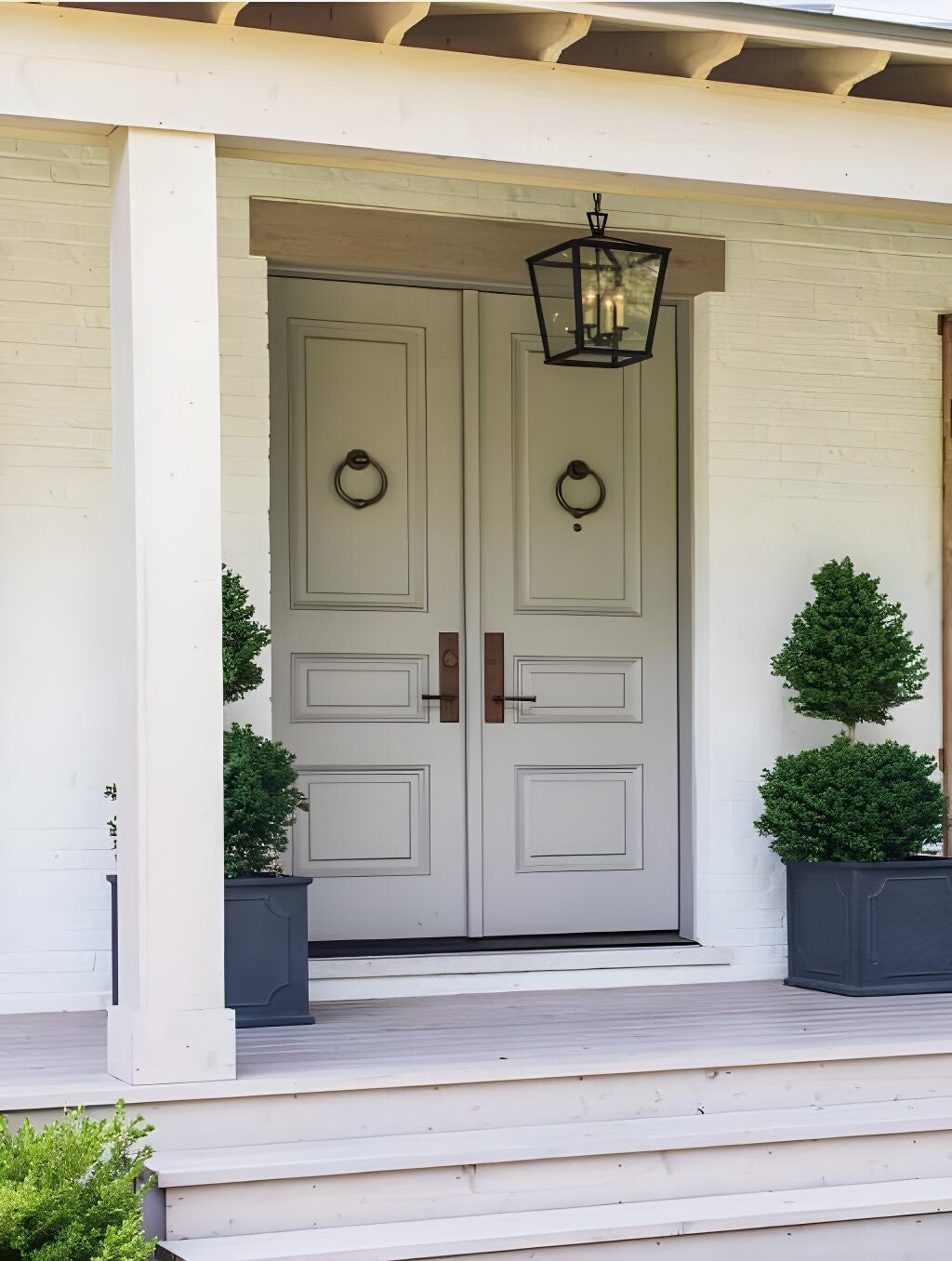 Solid Double Doors with Applied Moldings
