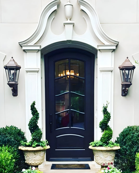 Classic French 8 Lite Bell Swag Segmented Radius Single Door
