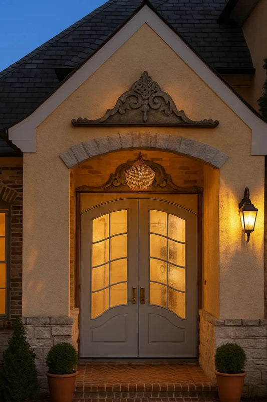 Classic French Bell Swag 8 Lite Segment Radius French Doors