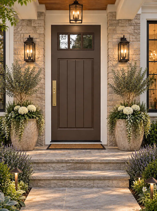 Craftsman Planked 3 Lite Solid Single Door