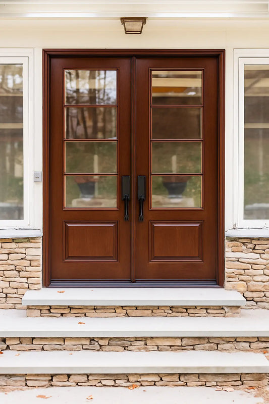 Modern French Farmhouse Horizontal 4 Lite Double Doors