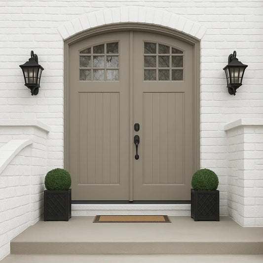Craftsman 6 Lite Eyebrow Glass Segmented Radius Double Doors
