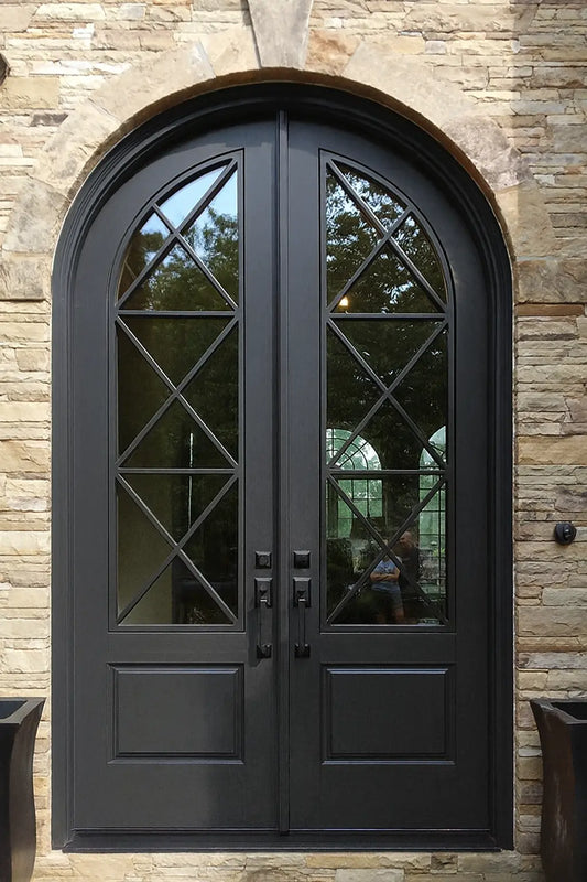 Modern French Arched Regency Double Door 3 Lite