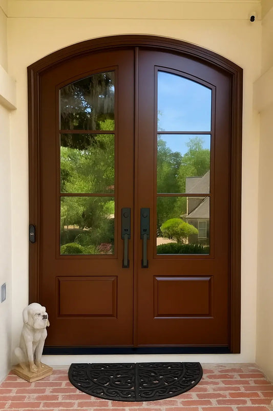 Modern French 3 Lite Segmented Radius Double Doors