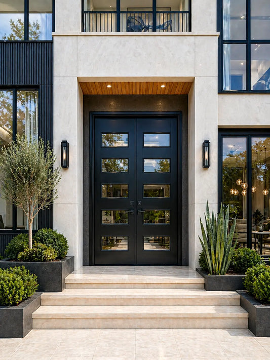 Custom Modern 5 Lite Double Doors