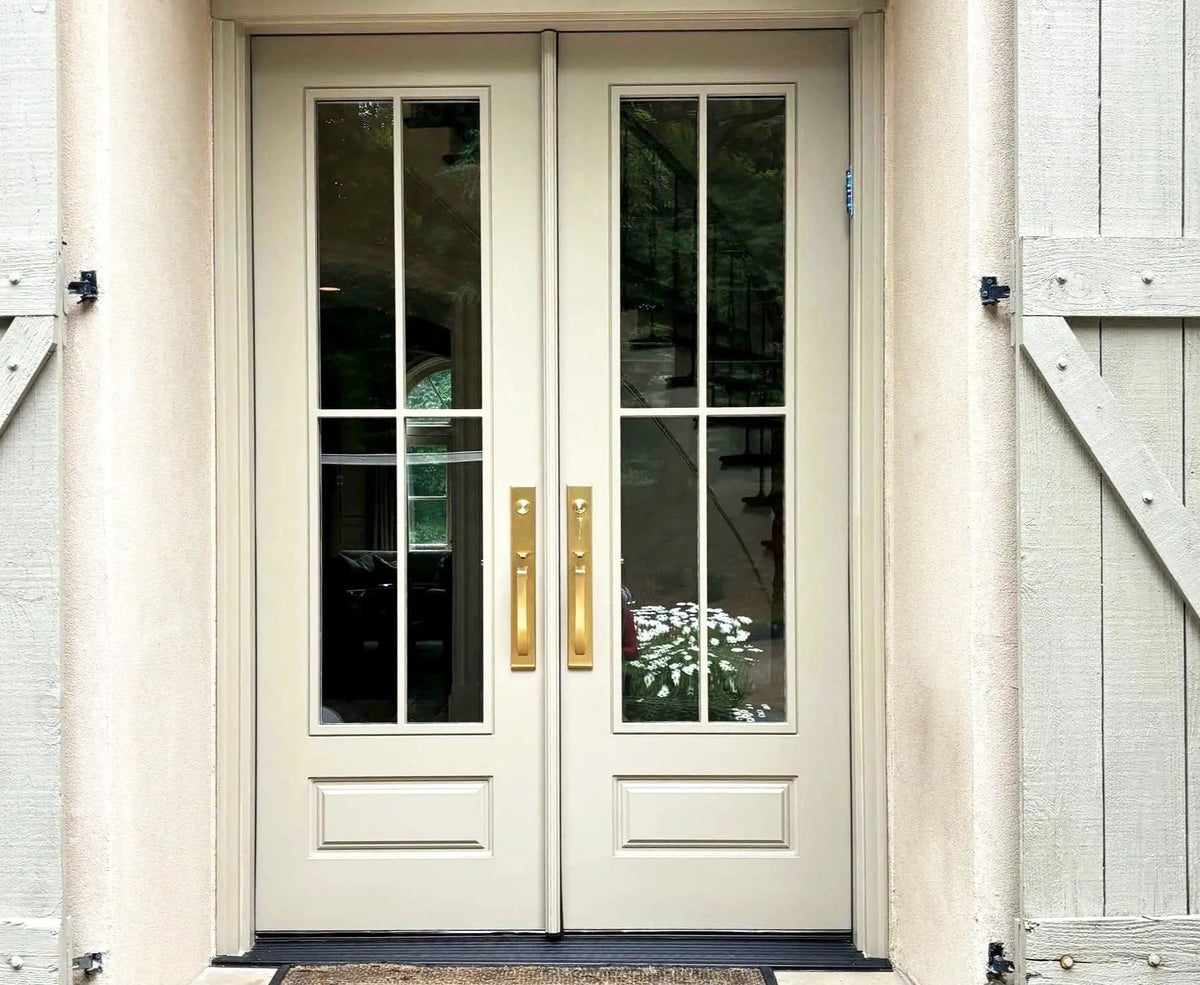 Custom Modern French Farmhouse 4 Lite Double Entry Doors – Masterpiece ...