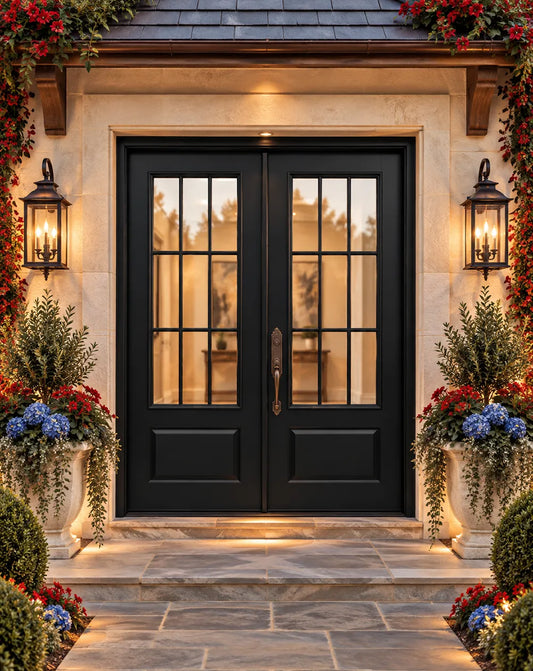 Modern French Farmhouse 9 Lite Double Doors
