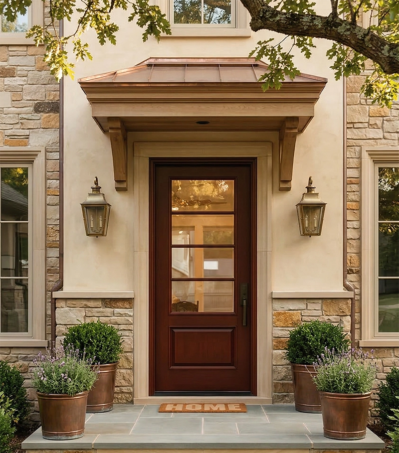 Modern French Farmhouse Horizontal 4 Lite Single Door