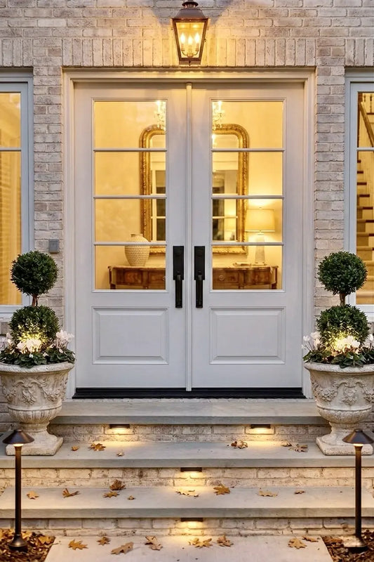 Modern French Farmhouse Horizontal 4 Lite Double Doors