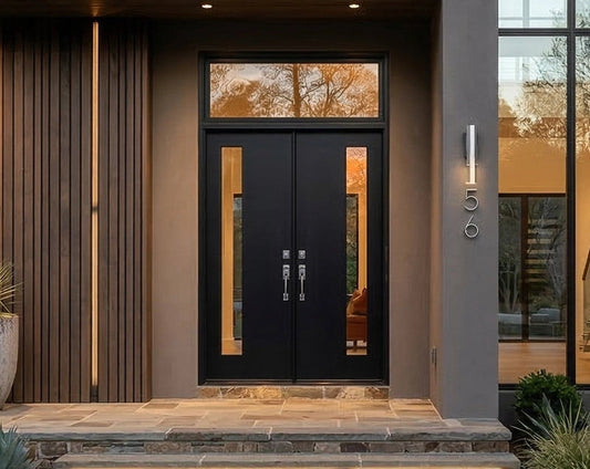 Modern Vertical 1 Lite Double Doors