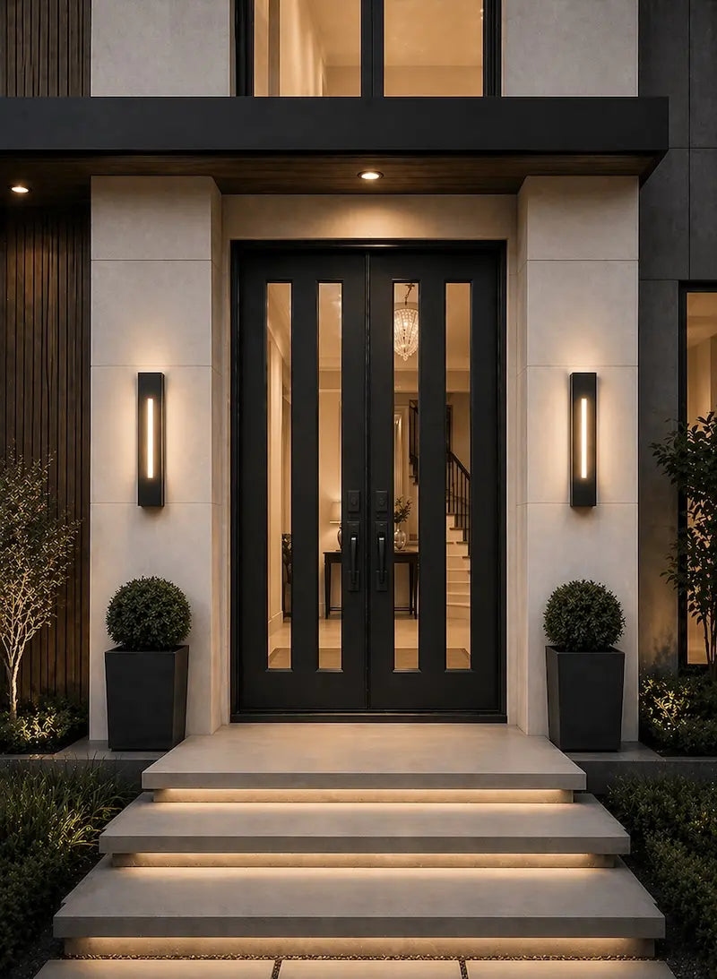 Modern 2 Vertical Lite Double Doors