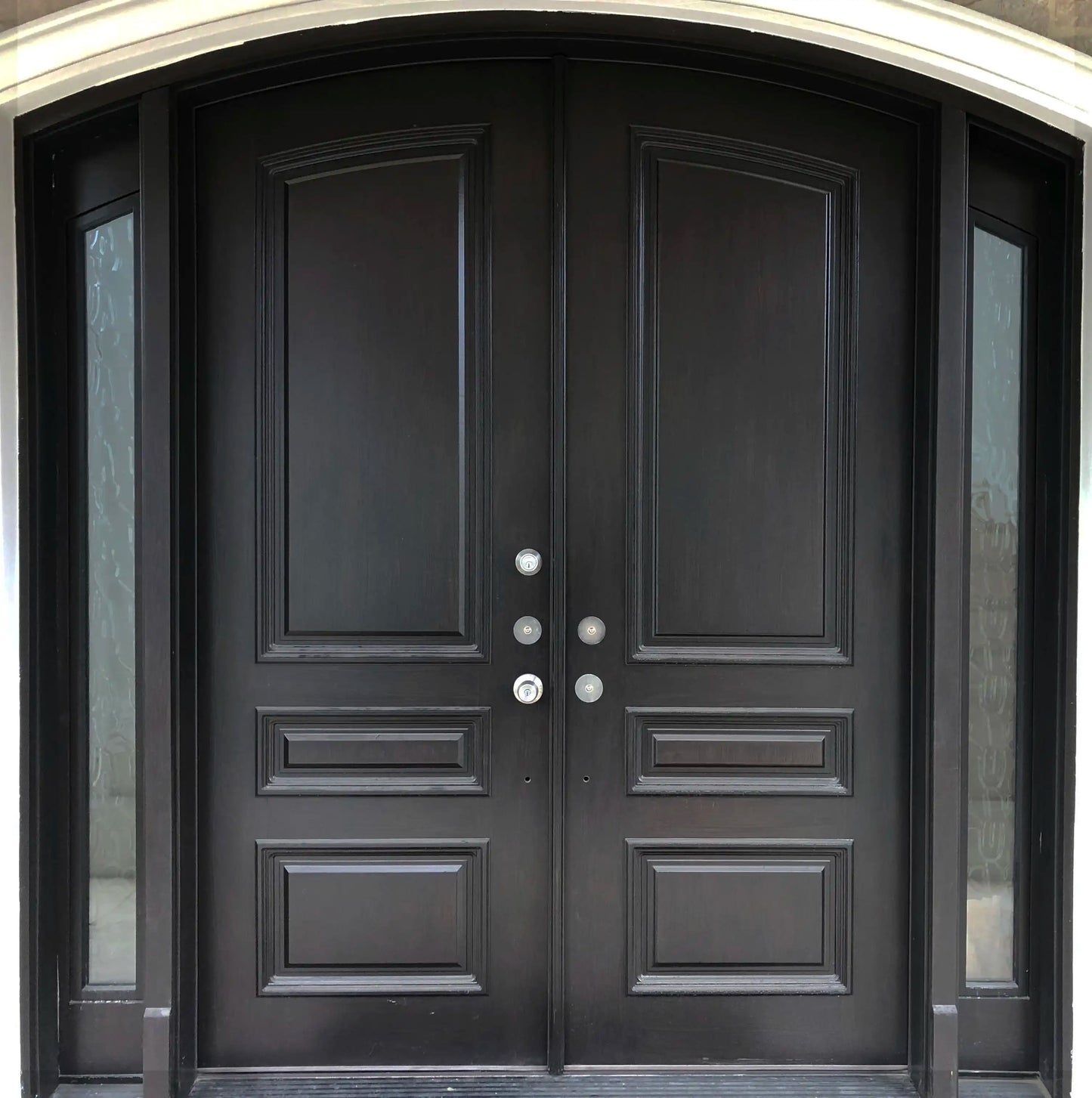 Solid Modern Segmented Radius Double Doors with Applied Moldings