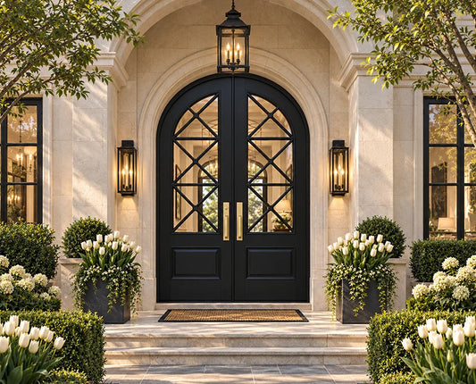 Modern French Arched Regency Double Door 3 Lite