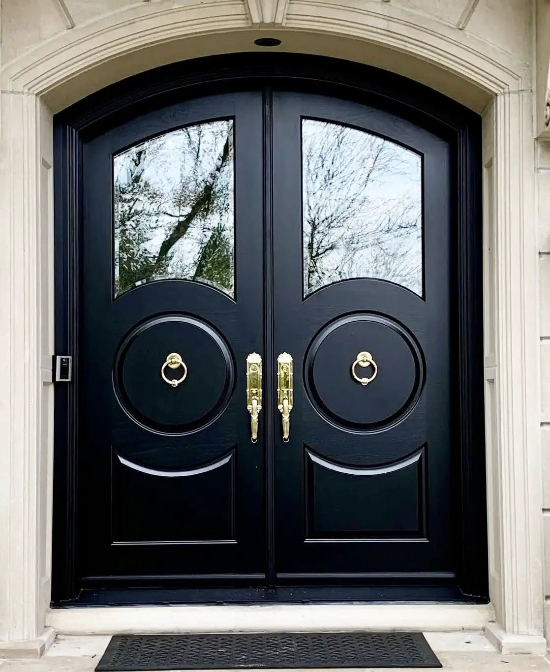 Neoclassical Half Lite Segment Radius Double Doors