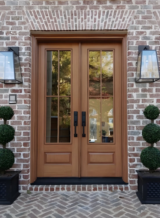 Modern French Farmhouse 4 Lite Double Doors – Masterpiece Doors