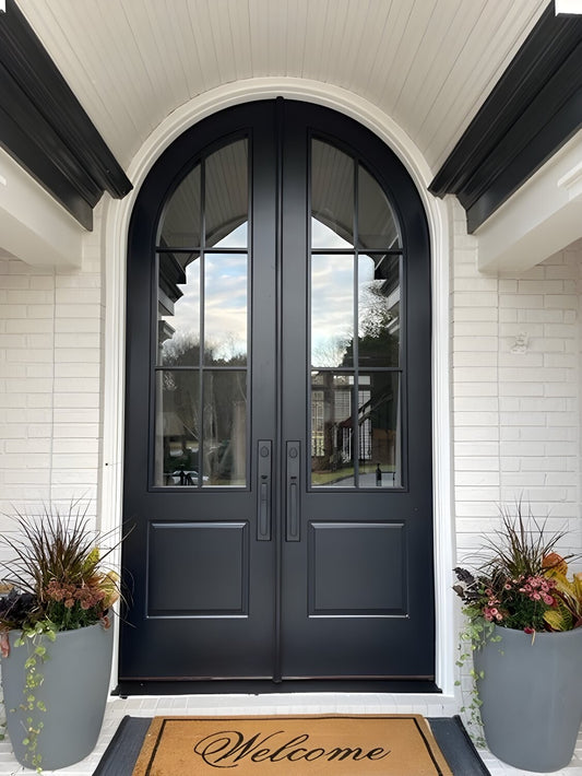 Modern French Arched Double Door 6 Lite