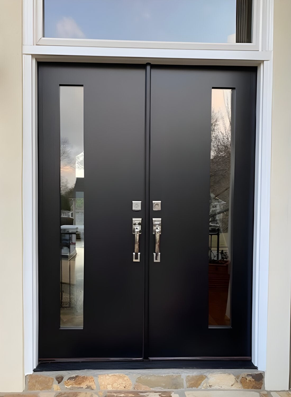 Modern Vertical 1 Lite Double Doors