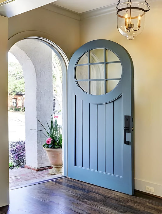Modern French Farmhouse True Rounded 9 Lite Single Door