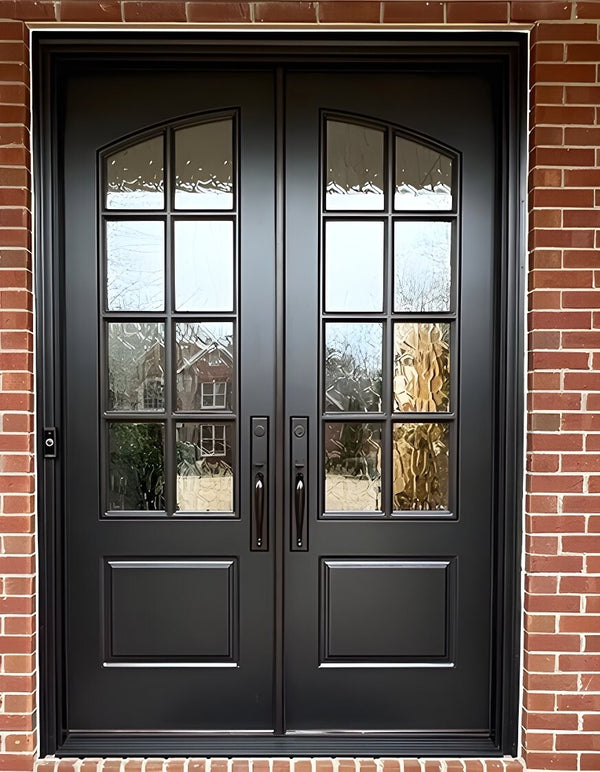 Custom Classic French 8 Lite Eyebrow Glass Double Doors – Masterpiece Doors