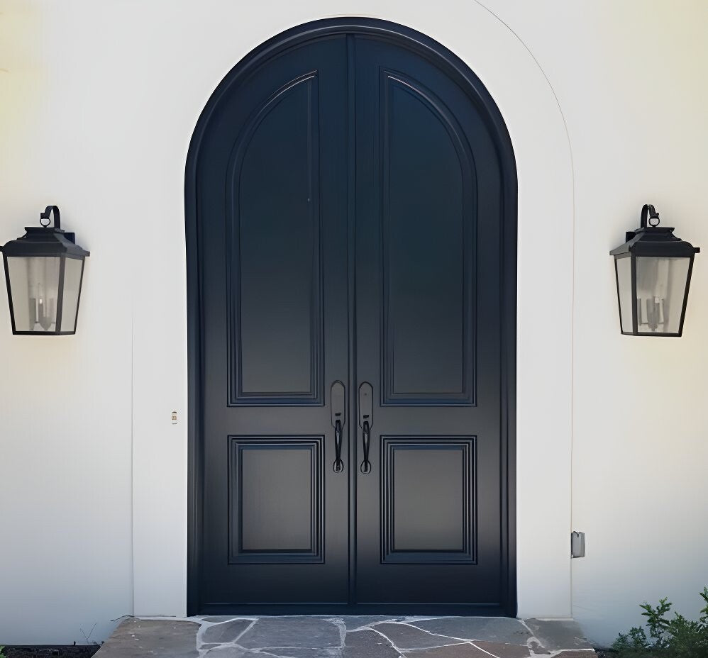 Modern French Arched Solid Double Doors